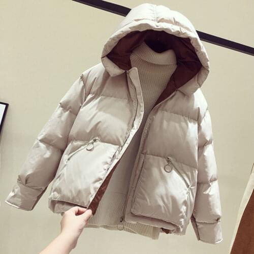 Women Thick Filling Cotton Hooded Jacket Autumn And Winter Casual Style Woman Parkas Female Tops Black And White Coats