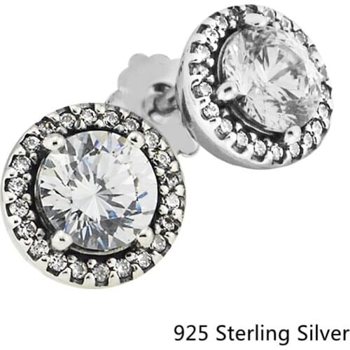 CKK 925 Sterling Silver Classic Elegance Stud Earrings For Women Original Jewelry Making Anniversary Gift