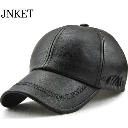 JNKET Winter Cap Mens Baseball Cap PU Leather Material Hat Golf Hat Waterproof Windproof Sports Cap Gorras Baseball Casquette