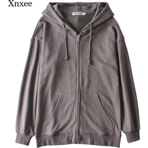 Winter Jacket Brown Zipper Sweatshirt Clothes Retro Hoodie Womens Plus Size Pocket Long Sleeve Pullover