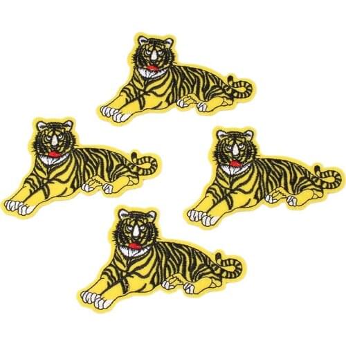 10pcs/lot Lifelike Tiger Patches Iron On Sew On Animal Stickers for Jeans Bags Coat Shoes DIY Boy Man Garments Appliques Badge
