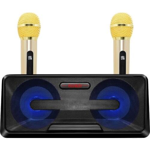 2 Karaoke Player bluetooth Wireless Speaker with 2Pcs Microphone Household KTV Outdoor Portable Mic TV Speaker Mobile Phone