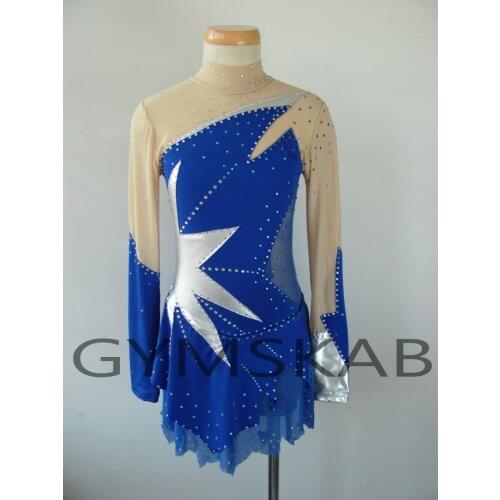 2018 Figure Skating Dress Womens Girls Customized Ice Skating Dress Long-sleeved Gymnastics Costume 8095