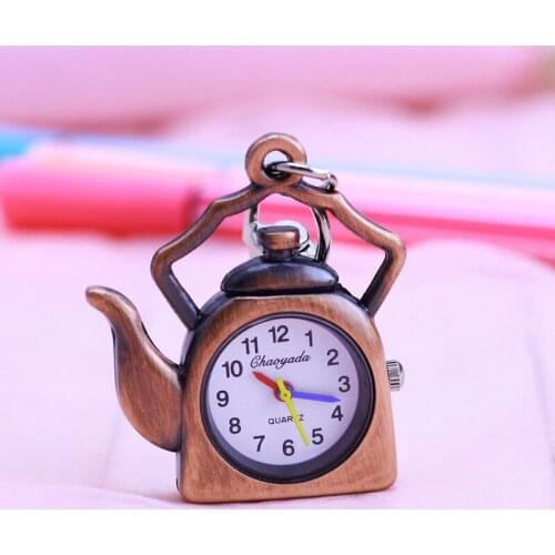2018 cyd new famous brand women men children boys girls quartz pocket watches creative teapot bottle fob key chains watches