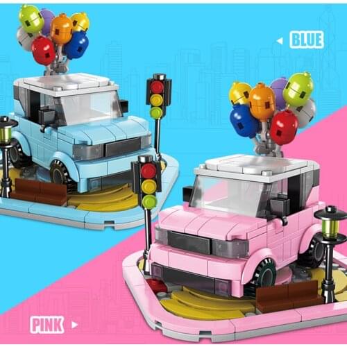 313pcs Macaroon Mini Car Model Building Blocks Couple Gifts Customized DIY Toy Car Brilliant Hot Air Balloon Toys Kids Gifts