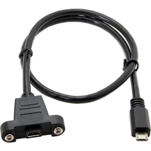 Micro Mini 5Pin USB USB 2.0 Male Connector to Micro USB 2.0 Female Extension Cable 30cm 50cm With screws Panel Mount Hole