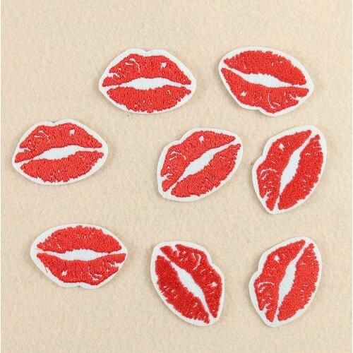 5PCS/lot Sexy Red Lips Patch Embroidery Applique DIY Iron on Transfers for Clothing Stickers Jacket T-shirt Decor Wholesale