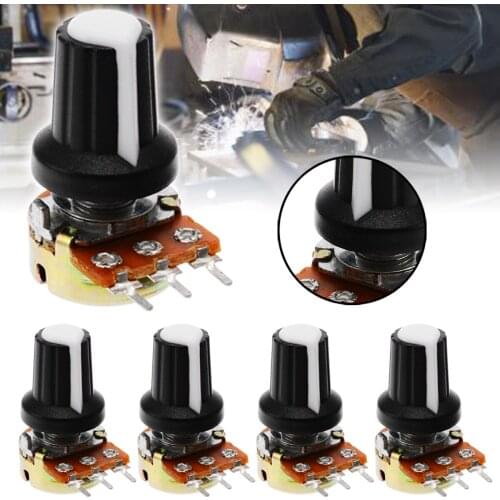 5Pcs Potentiometer Resistor 10K OHM 3 Pin Linear Taper Mono Stereo Pot Rotary 15mm Resistor Potentiometer & Knobs
