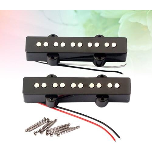 5 String Electric Bass Pickups Bridge Neck Pickups Set for Jazz Bass Guitar Open Style Guitar Parts and Accessories GMB08 Bla