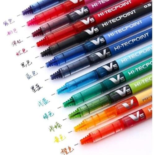 6/12pcs Japan Pilot V5 Hi Tecpoint Straight Liquid Roller Pen Large Capacity Quick-drying Ink 0.5mm Needle Tip Black Red Blue