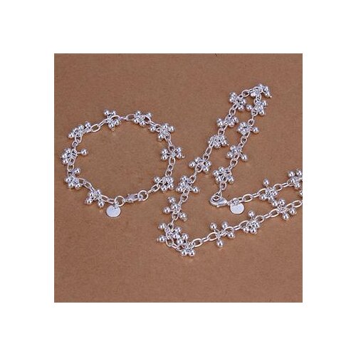 Free shipping wholesale silver plated N925 red light beads grape two sets of fashion silver jewelry foreign trade suit S212