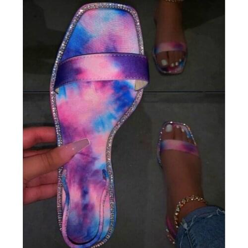 Summer New Printing Bright Women 2020 Sandals Outdoor Wild Casual Sandals Pink Flat Beach Slippers Non-slip Durable Home Back