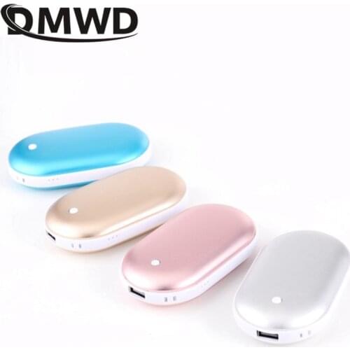 DMWD Mini Hand Warmer Portable Double-side Heating Pocket Hand Warmer Power Bank Thermostat Temperature USB Rechargeable 5200mAh