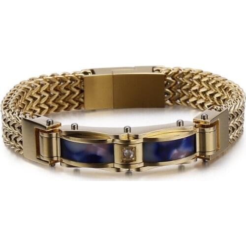 European and American fashion creative new gold stainless steel mens trend bracelet