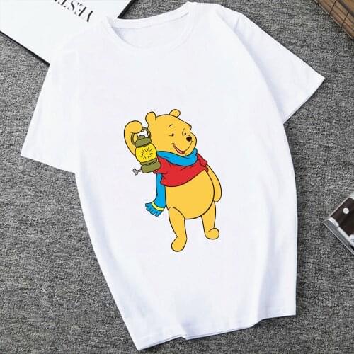 Disney Winnie THE POOH Printed Tshirts Woman Cartoons Unisex Kawaii Tee Shirt O-neck Aesthetic Clothes Couples Oversized T-shirt