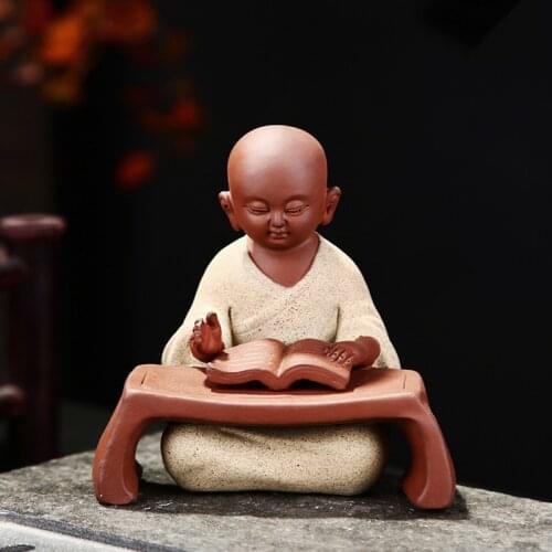 Zen Yixing Clay Small Monk Character Tea Carve Teaware Tea Set Chinese Style Ceramic Samanera Home Decorations and Zen Decor