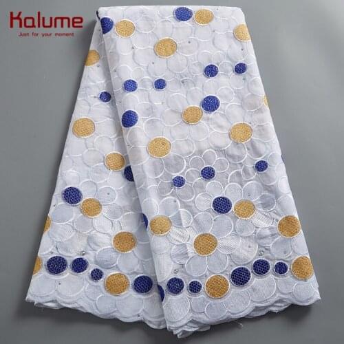 Kalume African Lace Fabric 2021 Design Swiss Nigerian Cotton Lace Fabric Stones Swiss Voile In Switzerland For Party Dress F2448