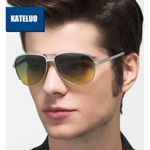 KATELUO 2020 Day Night Vision Goggles Anti-glare Glasses for Driving Mens Polarized Gradient Lens Sunglasses for Men 8548