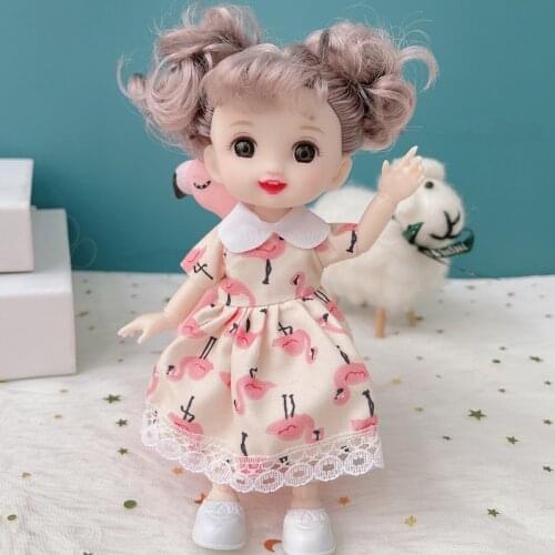 16cm Baby Doll Dress Up 1/8 BJD Doll DIY Toys for Children with Clothes SetCute Baby Girl Dolls for Girls Gifts