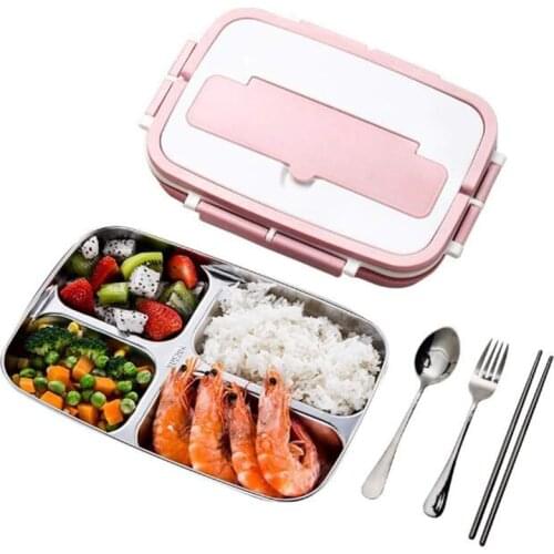 Lunch Box Stainless Steel Portable Bento Box Leak-proof Independent Lattice Food Container For Kid Office Picnic Bento Box Set
