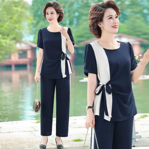 2021 Summer Tracksuit Women Short Sleeve Top and Wide Leg Pants Suits Casual Two Piece Set Womens Outfits Plus Size 5XL Y891