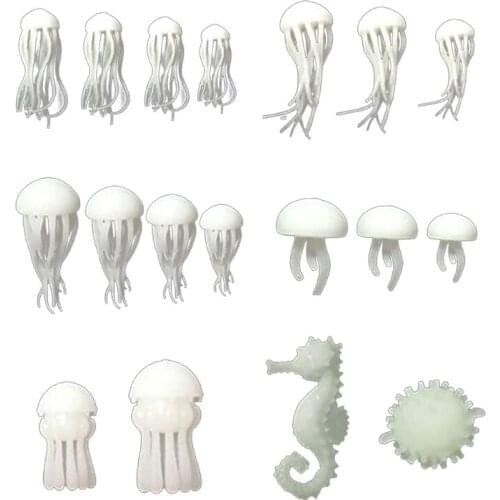 L5YD 18 Pcs Mini Jellyfish Resin Filler Epoxy Resin Mold Filler Seahorse Pufferfish Filling Model DIY Crafts Jewelry Making