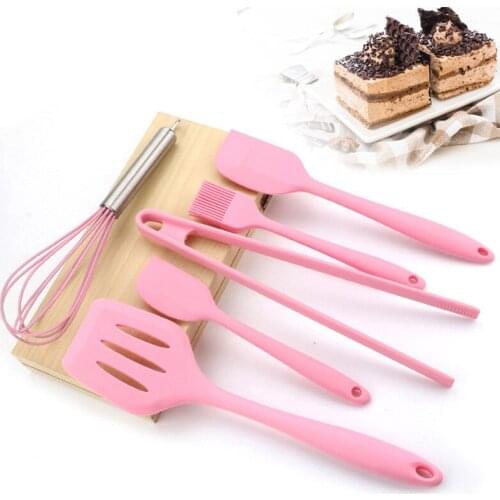 6pcs/set Silicone Kitchenware Set Turner Tongs Spatula Heat Resistant Kitchen Non-Stick Cooking Utensils Baking Tools