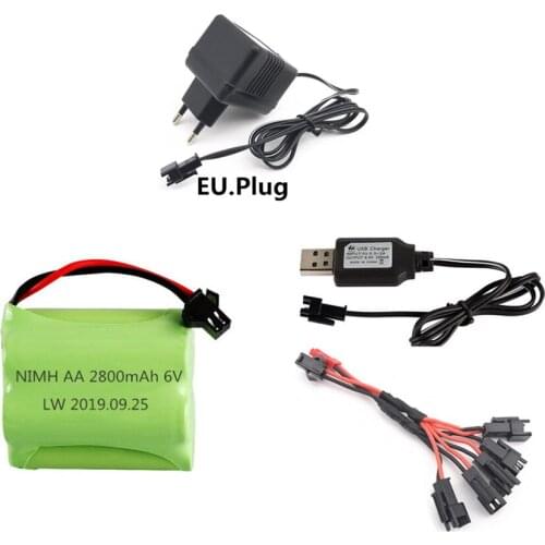 6v 2800mah Ni-MH Battery + 6v Charger For Rc toys Boats Cars Tanks Trucks Robots Guns AA 6v Rechargeable Battery Pack SM plug