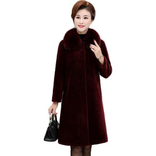 Mink Velvet Fur Coat Winter Womens Jacket Long Plus Size 5XL Middle-aged Women Thick Warm Faux Fur Jacke Winter Outwear W2245