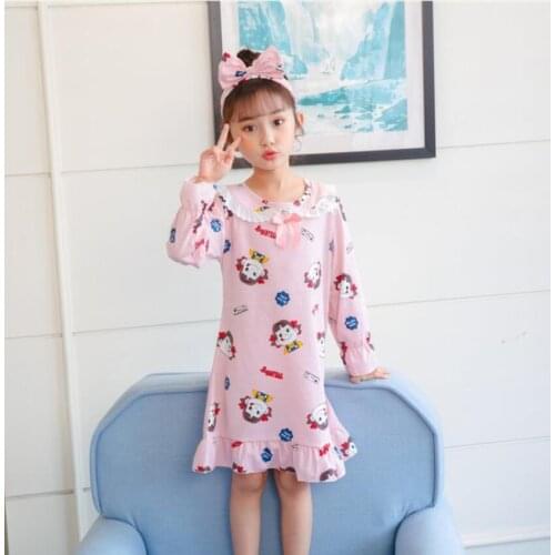 New Spring Autumn Baby Girl Nightgown Cotton Nightdress Kids Cartoon Fashion Nightshirt Childrens Pajamas Girls Princess Dress