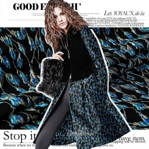 The new 2016 blue stereo flower crisp bump cloth chanson senior stereo jacquard silk fabric