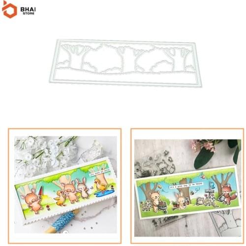 New Design Woods Background Frame Metal Cutting Dies Cut Decoration Scrapbook Paper Card Embossing Decor Craft 2021