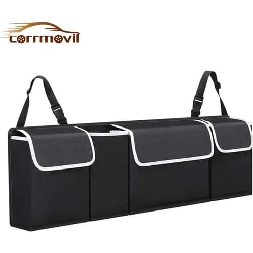 Car Trunk Organizer Storage Bag Auto Rear Seat Back Storage Case Oxford Cloth Multi Car Storage Bucket With 4 Seperate Pockets