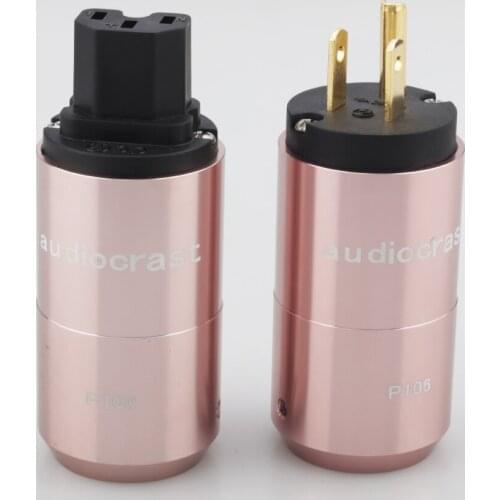 Pair Audiocrast P106G Gold plated US Power connector + IEC Connector Power plug AC US power cable DIY plug