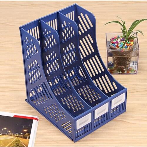 New 3 Sections Magazine File Stand Holder Home Office Document Storage Desk Organizer