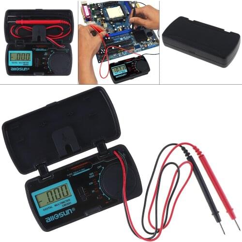 EM3081 Mini Portable LCD Display Multimeter with One Pair Test Pen for Measuring DC AC Voltage DC Current/Resistance/Continuity