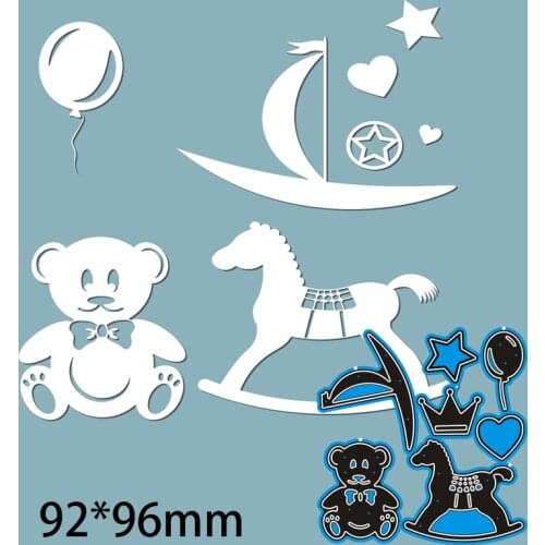 Cutting Dies Trojan Horse Bear Metal and Stamps Stencil for DIY Scrapbooking Photo Album Embossing Paper Card 92*96mm