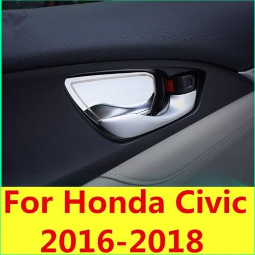 Inner door handle frame interior special inner door bowl handle sequin stickers For Honda Civic 2016-2018 10th Gen Sedan