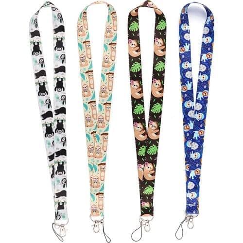 MD1062 DMLSKY Cartoon Sloth Animal Neck Strap Lanyards for keys ID Card Pass Gym Mobile Phone USB badge holder DIY Hang Rope