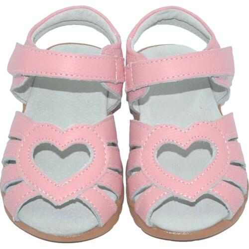 Baby Girl Sandals Genuine Leather Hollow Out Solid Print Flower Bottom Soft Heart Style Breathable Wearable Cute Children Shoes