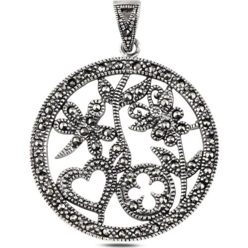 Silver 925 Sterling Marcasite Pendant