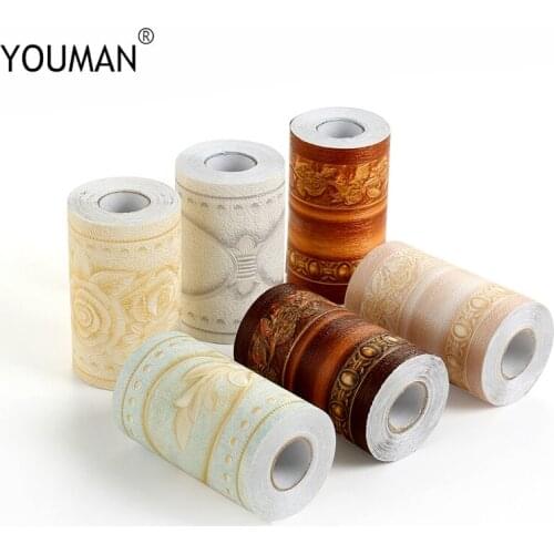 Modern decoration 5M waist line PVC sticker kitchen bedroom waist line glue bathroom waterproof wall 3D embossed home decoration