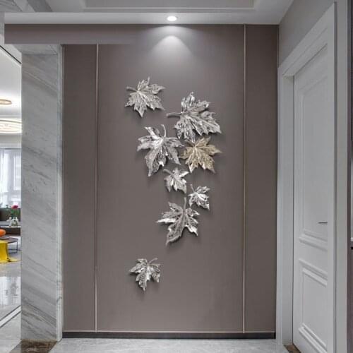 WU CHEN LONG Light Luxury Maple Leaf Wall Hanging Home Decor Resin Crafts Creative Background Stereo Wall Decoration Orn R4384