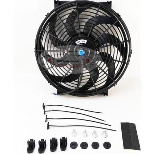 Universal 14 Inch 12V 90W 2100RPM Straight Black Blade Electric Cooling Radiator Fan Kit