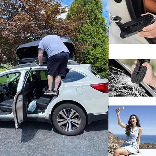 Universal Fit Car Door Step Foldable Roof Rack Door Step Up on Door Latch Supports Both Feet Easy Access to Rooftop for Car SUV