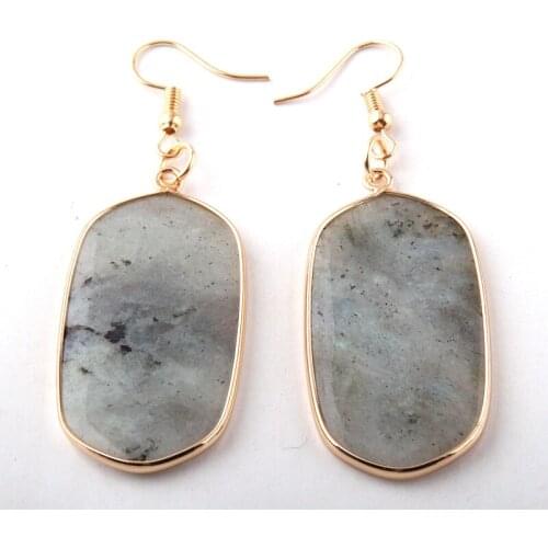 MOODPC Hot Fashion Natural Stone Earring Gary and Pink Women Drop Earrings