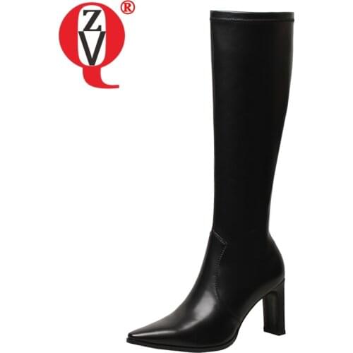 ZVQ Women winter New Style Fashion Leisure High boots Solid color Concise Comfortable Good Qualtiy Pumps Heels Pointed Toe