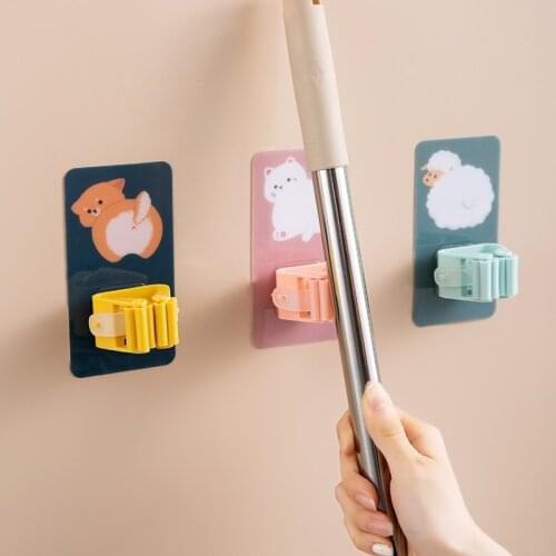 1PCS High Quality Wall Mounted Mop Organizer Holder Brush Broom Hanger Home Storage Rack Bathroom Suction Hanging Pipe Hooks