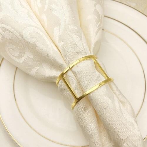 10pcs/lot Ring golden napkin buckle creative minimalist hotel metal napkin ring metal hollow mouth cloth ring