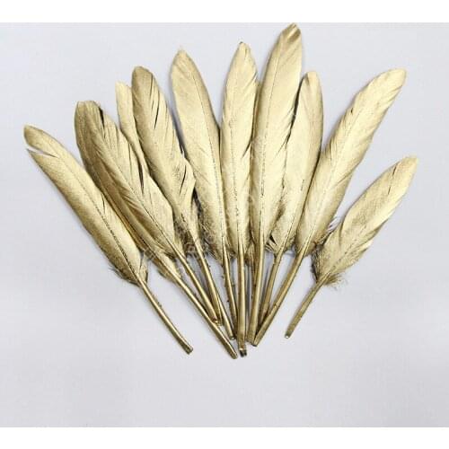 20PCS Gold Plated Feathers 15-20CM For Christmas Wedding Birthday Party Decoration DIY Handicrafts Accessories Home Ornaments